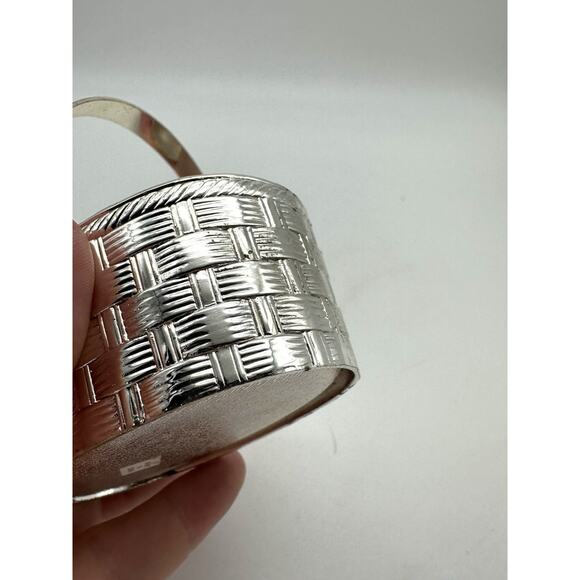Vintage Silver Plated Basket Weave Trinket Holder Easter Made In Japan - Picture 4 of 8